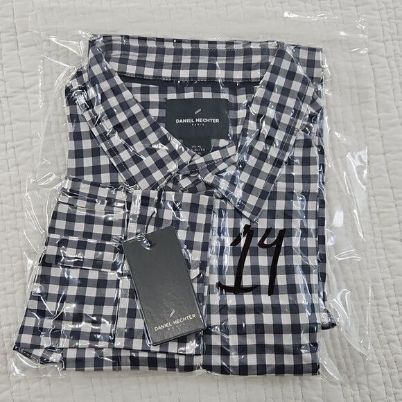 NEW Daniel Hechter Paris Long Sleeve Luxe Shirt Men's XL Navy Blue Checked NWT - Picture 15 of 15
